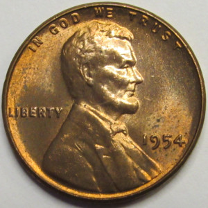 1954 Lincoln Wheat Cent - antique fifties uncirculated wheat penny