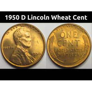 1950 D Lincoln Wheat Cent - antique Denver mintmark American penny