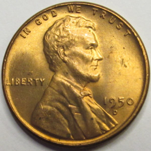 1950 D Lincoln Wheat Cent - antique Denver mintmark American penny
