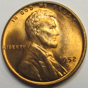 1952 D Lincoln Wheat Cent - antique Denver mintmark American penny