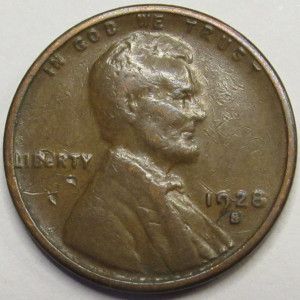 1928 S Lincoln Wheat Cent - antique San Francisco mintmark penny