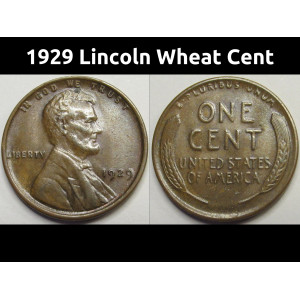 1929 Lincoln Wheat Cent - antique uncirculated American wheat penny