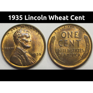 1935 Lincoln Wheat Cent - antique uncirculated American wheat penny