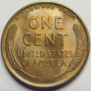 1938 Lincoln Wheat Cent - antique toned uncirculated wheat penny