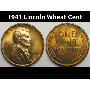 1941 Lincoln Wheat Cent - antique American uncirculated wheat penny