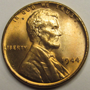 1944 Lincoln Wheat Cent - uncirculated WW2 era American penny