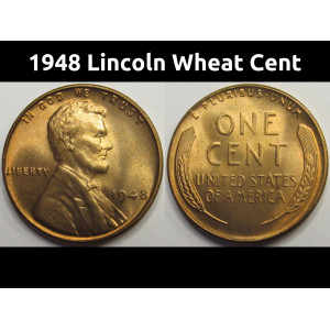 1948 Lincoln Wheat Cent - antique uncirculaed American wheat penny