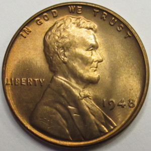 1948 Lincoln Wheat Cent - antique uncirculaed American wheat penny