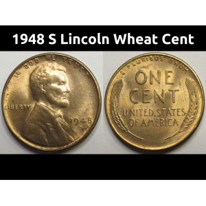 1948 S Lincoln Wheat Cent - antique San Francisco mintmark penny