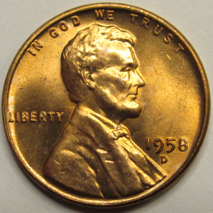 1958 D Lincoln Wheat Cent - antique final year of issue American wheat penny