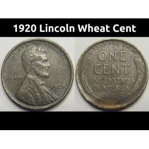 1920 Lincoln Wheat Cent - antique odd color American wheat penny