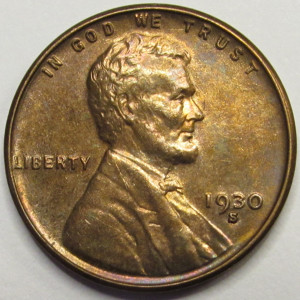 1930 S Lincoln Wheat Cent - antique San Francisco mintmark wheat penny