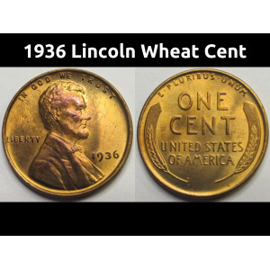 1936 Lincoln Wheat Cent - antique uncirculated Great Depression era penny