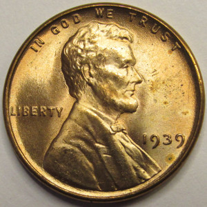 1939 Lincoln Wheat Cent - antique uncirculated American wheat penny