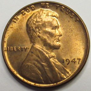 1947 Lincoln Wheat Cent - antique American uncirculated penny