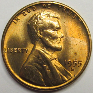 1955 S Lincoln Wheat Cent - antique San Francisco mintmark wheat penny