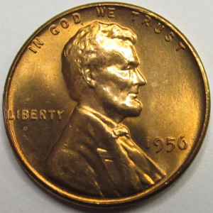 1956 Lincoln Wheat Cent - antique American uncirculated wheat penny