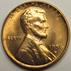 1956 D Lincoln Wheat Cent - antique Denver mintmark uncirculated wheat penny