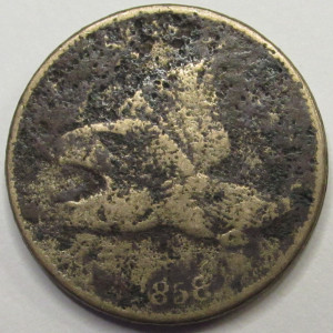 1858 Large Flying Eagle Cent - antique pre Civil War old American penny