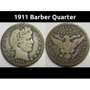 1911 Barber Quarter - better condition American silver quarter