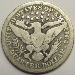 1912 Barber Quarter - antique American silver quarter coin