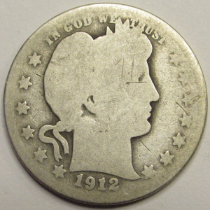 1912 S Barber Quarter - antique better date low mintage silver quarter