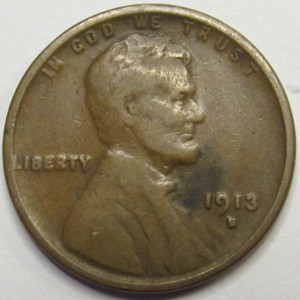 1913 S Lincoln Wheat Cent - antique San Francisco mintmark low mintage penny