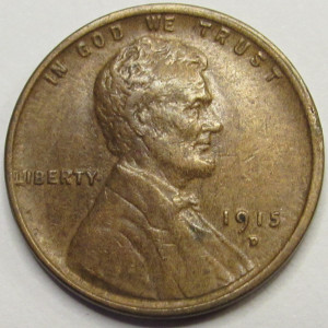 1915 D Lincoln Wheat Cent - antique higher grade Denver mintmark wheat penny