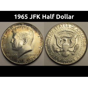 1965 JFK Half Dollar - antique 40 percent silver toned uncirculated coin