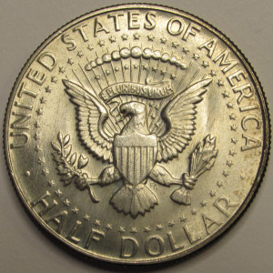 1965 JFK Half Dollar - antique 40 percent silver toned uncirculated coin