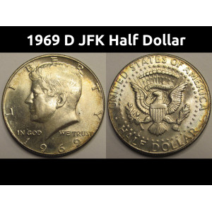1969 D JFK Half Dollar - antique 40 percent silver Denver mintmark toned coin