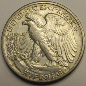 1941 D Walking Liberty Half Dollar - antique better condition American silver coin