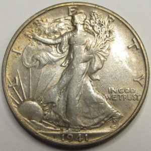 1941 S Walking Liberty Half Dollar - antique San Francisco mintmark American silver coin