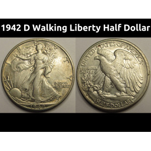 1942 D Walking Liberty Half Dollar - antique Denver mintmark better condition coin