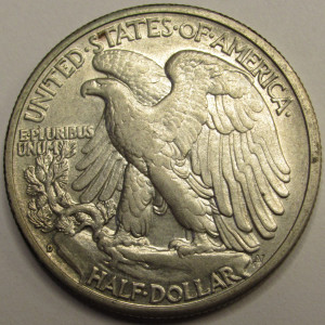 1942 D Walking Liberty Half Dollar - antique Denver mintmark better condition coin