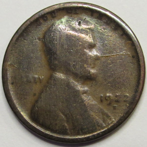 1922 D Lincoln Wheat Cent - antique lower mintage Denver mintmark wheat penny