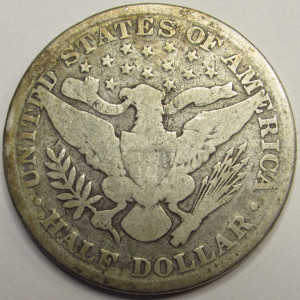 1898 Barber Half Dollar - antique 19th century American silver coin