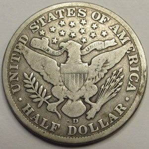 1907 D Barber Half Dollar - antique American silver coin
