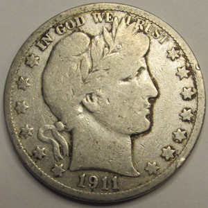 1911 S Barber Half Dollar - antique San Francisco mintmark American silver coin