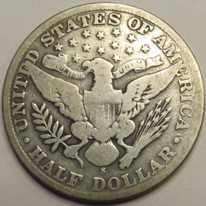 1911 S Barber Half Dollar - antique San Francisco mintmark silver coin