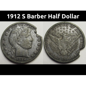 1912 S Barber Half Dollar - antique San Francisco mintmark silver coin
