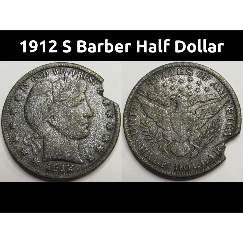 1912 S Barber Half Dollar - antique San Francisco mintmark silver coin