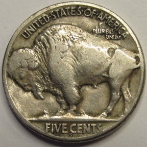 1924 S Buffalo Nickel - antique better date low mintage bison nickel