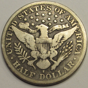 1892 S Barber Half Dollar - antique first year of issue San Francisco mintmark coin