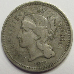 1873 Nickel Three Cents - Close 3 - scarce 