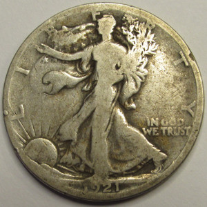 1921 S Walking Liberty Half Dollar - scarce San Francisco mintmark coin