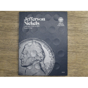 Whitman coin folder for Jefferson Nickels from 1938 to 1961 - vintage display