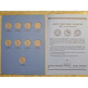 Whitman coin folder for Liberty V Nickels from 1883 to 1912 - vintage display