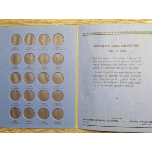 Whitman classic coin folder for Buffalo Nickels from 1913 to 1938 - vintage display