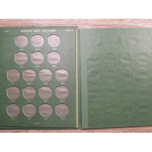 Whitman vintage green album for Barber Half Dollars - 1892-1915